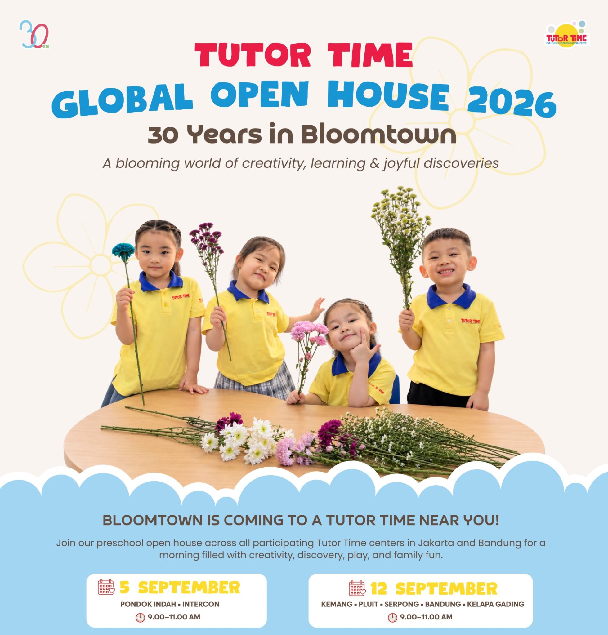 Tutor Time Global Open House 2026 - 30 Years in Bloomtown