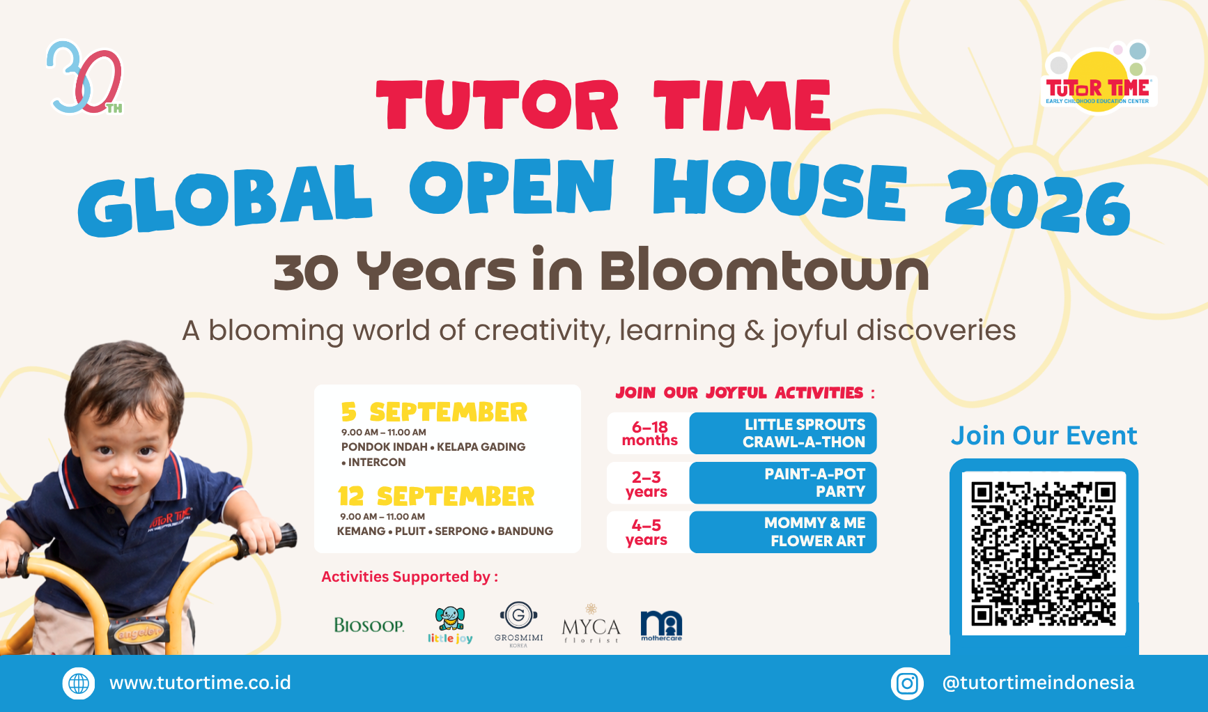 Tutor Time Global Open House 2026 — 5 September, Pondok Indah, Kelapa Gading & Intercon